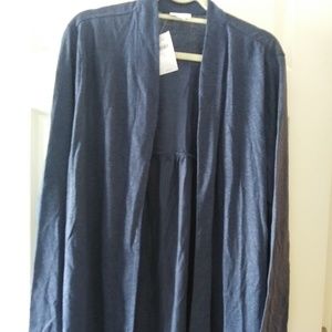 NEW J.JILL 100% LINEN INDIGO BLUE OVER KNIT JACKET
